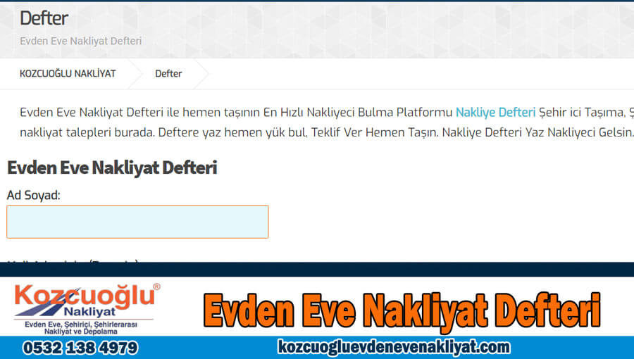 defter nakliyeci defteri nakliyat ilani kozcuoglu nakliyat